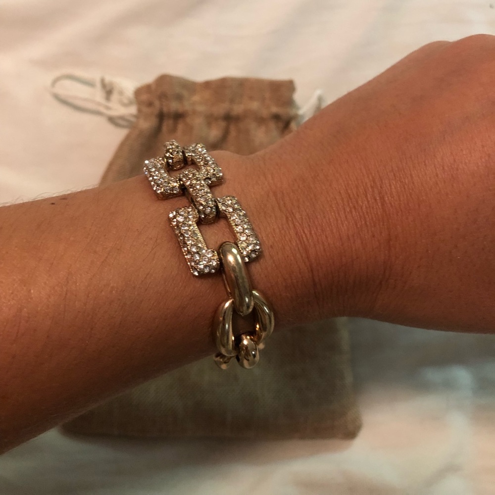 J.Crew diamond (faux) and gold bracelet.